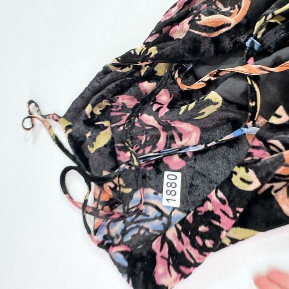 ASOS Maxi Dress Womens 8 Velvet Burnout Devore Slip Lace Up Back Strappy Black - Picture 9 of 9